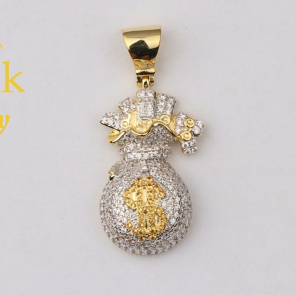Iced Out Custom Dollar Money Bag Pouch Pendant